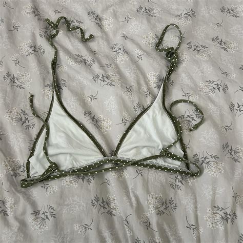 Green Polka Dot Bikini Top Depop