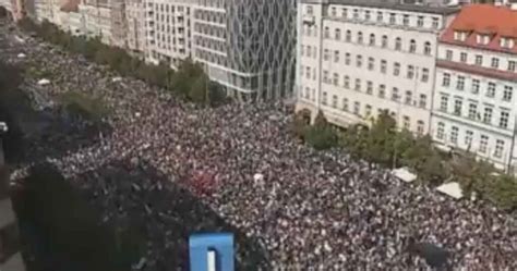 Watch Massive Anti Government Protest Chokes Prague City Centre