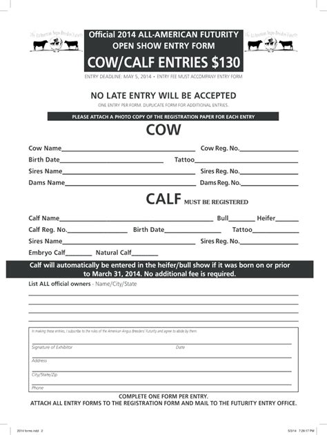 Fillable Online COW CALF Fax Email Print PdfFiller