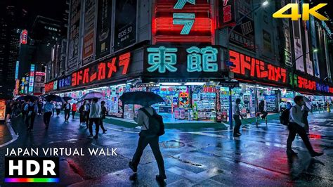 Japan Tokyo Shinjuku Rainy Night Walk K Hdr Youtube