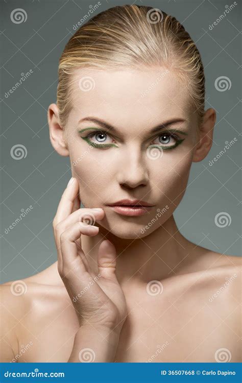 Close Up Of Woman With Make Up Stock Photo Image Of Blonde Cute