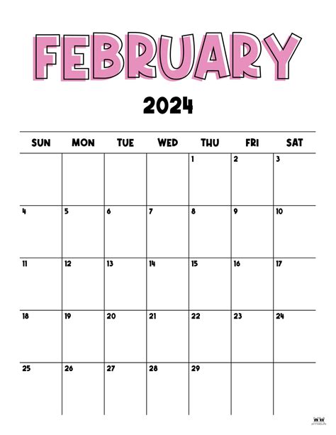 February 2024 Calendars 50 FREE Printables Printabulls