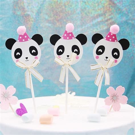 Stks Zak Cartoon Panda Cake Cupcake Toppers Pick Grandado