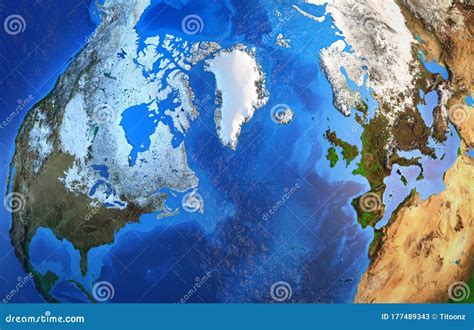 Arctic North Pole And Greenland From Space Stock Illustration