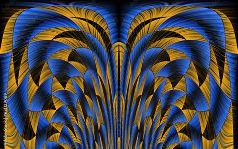 black gold and royal cobalt blue art-deco style flowing arch pattern and design Stock ...