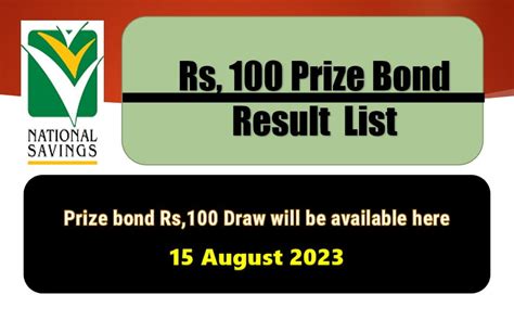 Rs 100 Prize Bond 15 August 2023 Result Draw No 43 List Karachi