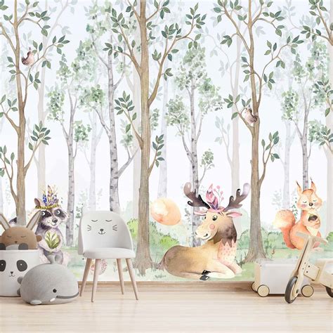 Papier Peint Panoramique Forêt pour Enfant Babywall