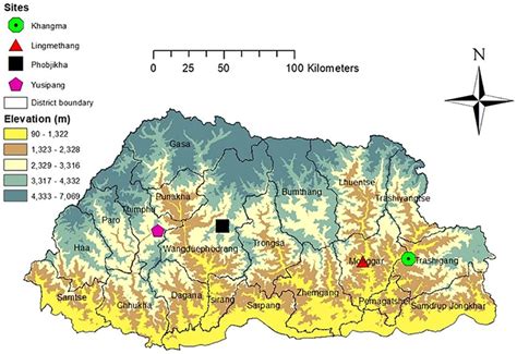 Bhutan Map Elevation