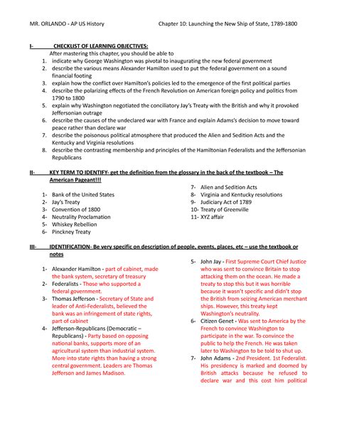 Study Guide Chapter 10 I CHECKLIST OF LEARNING OBJECTIVES After