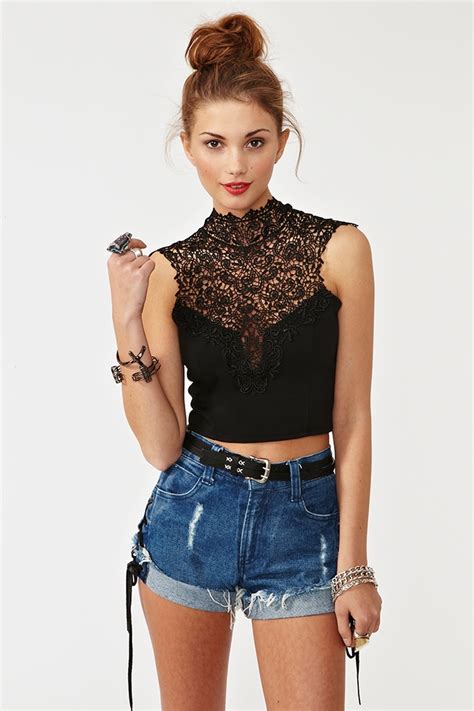 Lyst Nasty Gal Tied Crochet Crop Top In Black