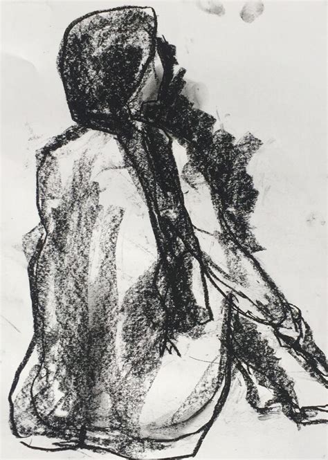 2694 Original Charcoal Drawing Nude Woman Seated Etsy