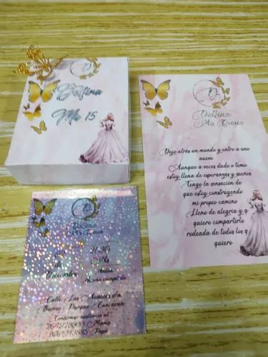 Tarjeta De Invitación En Caja Pergamino Hologafica 15 Años en venta