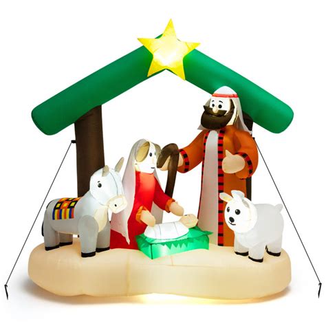 6.7 Feet Christmas Inflatable Nativity Scene with LED Lights - Costway