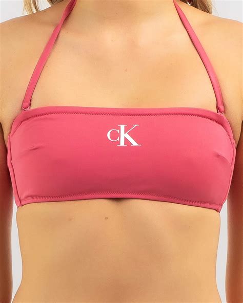 Shop Calvin Klein Bandeau Bikini Top In Pink Flash Fast Shipping Easy Returns City Beach