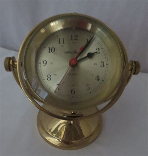 Seth Thomas Schooner Model 1044 Solid Brass Gimball Mtd Ships Clock Quartz Runs Decorative