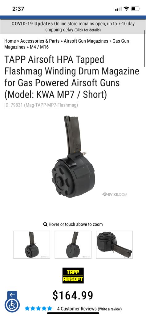 Sold Kwa Mp Drum Mag Hopup Airsoft