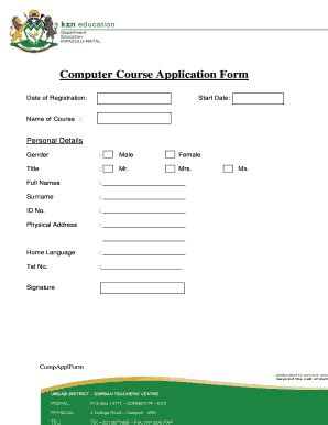 Computer Course Joining Form - Fill Online, Printable, Fillable, Blank ...
