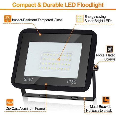 VINGO Projecteur de chantier LED avec trépied IP66 Jardin Projecteur