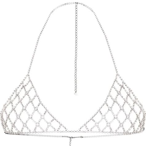 Shiny Rhinestone Sling Bikini With Crystal Body Crystal Chain Perfect