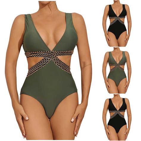 Elainilye Fashion Womens One Piece Swimsuit Tummy Control Bathing Suit Casual Bikini Sexy