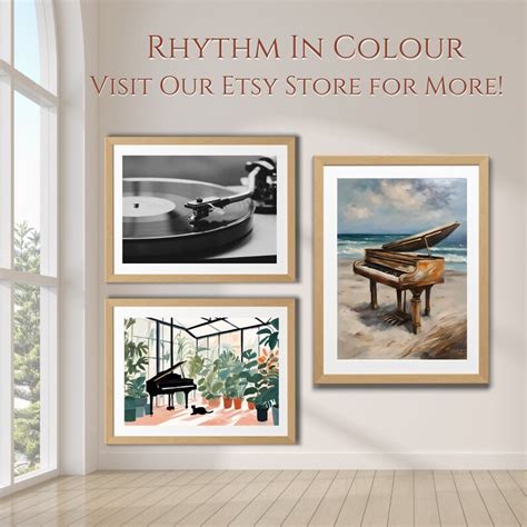 Piano Landscape Painting Music Oil Painting Mid Century Piano Print