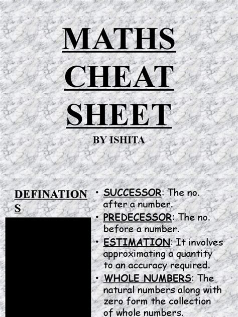 maths cheat sheet  ishita