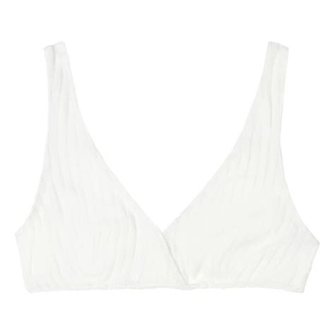 Annie Bikini Top Off White Solid Striped Fashion Adult