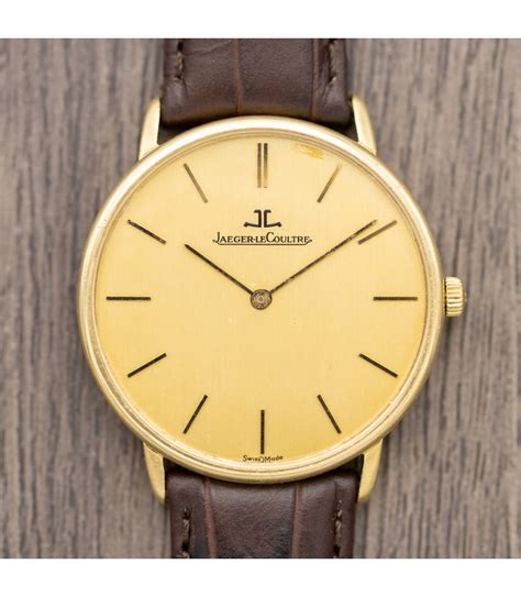 Jaeger Lecoultre Ultra Thin Vintage Mens 18k Yellow Gold Dress Watch