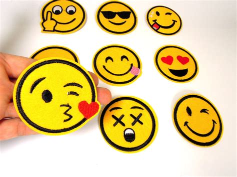 Pc Iron On Emojis Felt Emoji Iron On Applique Jeans Etsy Cool