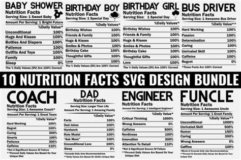 Nutrition Facts Svg Design Bundle Graphic By Craft Sublimation Design