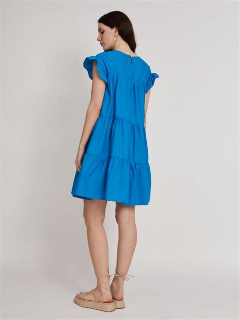 Ярусное платье с рукавами-воланами 02324827Z263, цвет Голубой, артикул ...