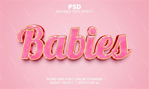 Pink Babies Crystal 3d Text Effect Photoshop Premium Psd File