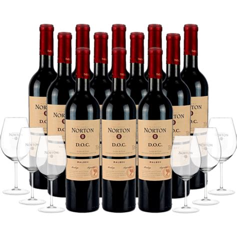 Kit 12 Vinhos Norton Malbec Doc 2022 750ml Brinde 3 Garrafas 6