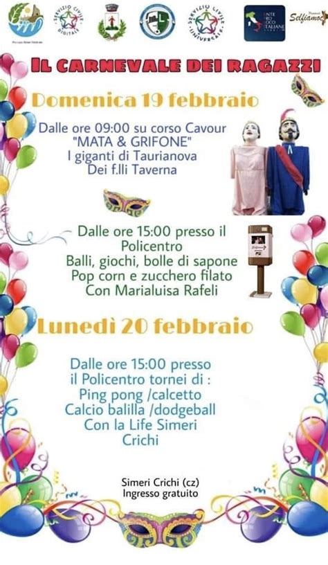 A Simeri Crichi Si Accende Il Carnevale Della ProLoco Gazzetta Del Simeri