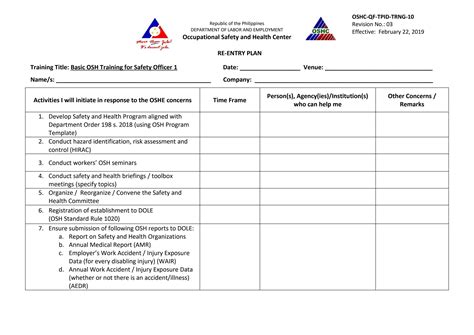 Re Entry Plan Form For SO1 By LearnPH Issuu