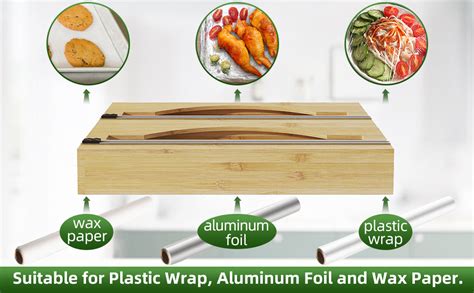 Kafahom Plastic Wrap Dispenser 【2 In 1】 Bamboo Foil And