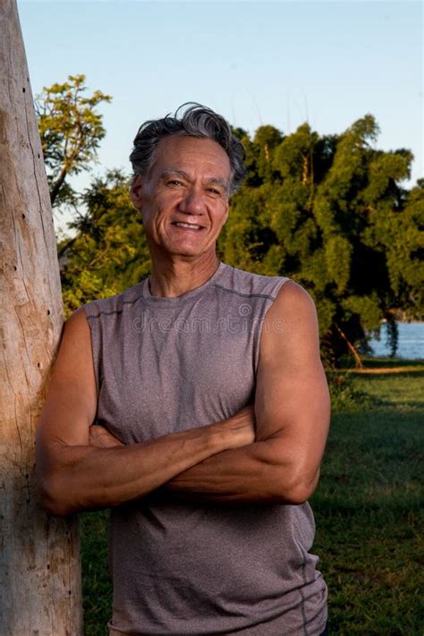 Fit Mature Man Relaxing Stock Photo Image Of Outside