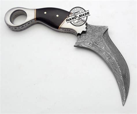 Damascus Karambit Hunting Double Edge Custom Handmade Damascus