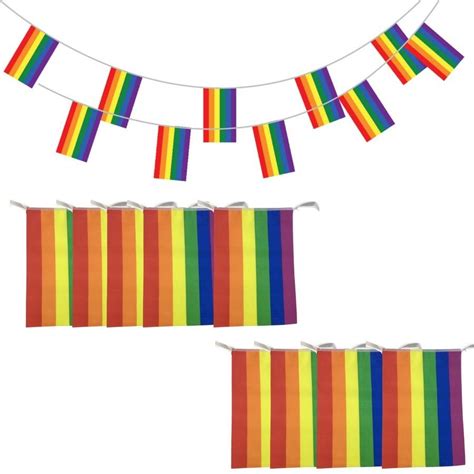 X M RAINBOW BUNTING FLAG Party Banner Stall Flags Decor Gay Pride LGBT BULK BIG W