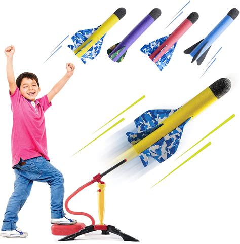 Prextex Toy Rocket Launcher for Kids - Shoots Up to 150 Feet - Colorful ...