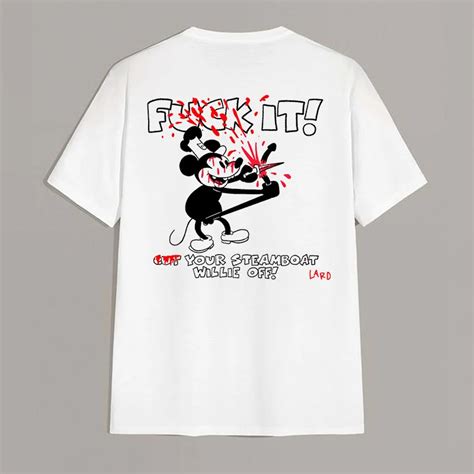 Fuck It Violent Mickey Mouse White Print T Shirt