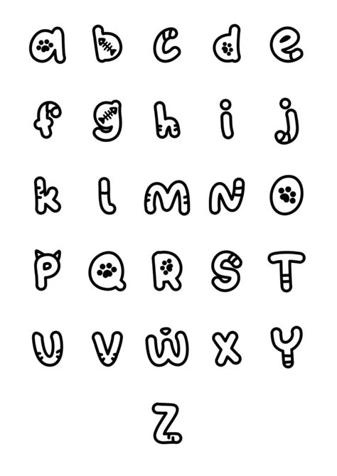 Free Printable Bubble Letters Lowercase Cat Alphabet Set Bubble