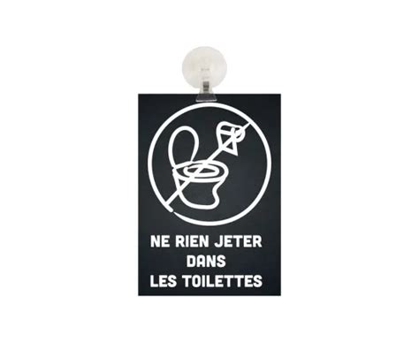 Panneau PVC RIEN JETER DANS LES TOILETTES Fond Noir Format A5 Avec