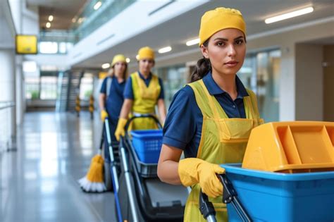 Premium Photo Portrait Of A Cleaning Worker In An Office Building