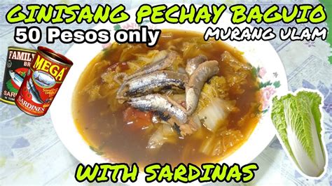 50 Pesos Only Budget Ulam Ginisang Pechay Baguio With Sardinas Murang