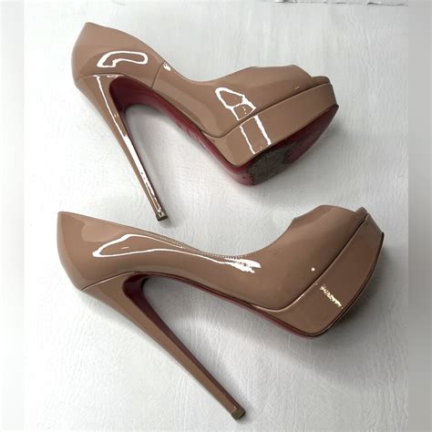 Christian Louboutin Jenny Mm Nude Patent Platform Gem