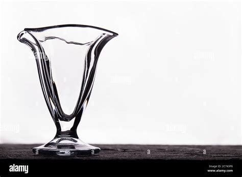 Empty Glass Ice Cream Dish Isolated On White Stock Photo Alamy