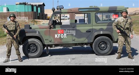 Soldiers From The Turkish Land Forces Stationed At Camp Bondsteel Close