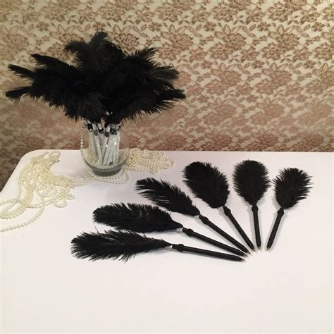 Black Feather Wedding Pen Bouquet Reception Guest Book Table