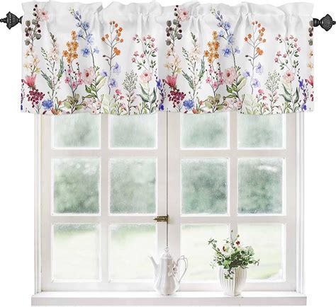 Amazon YOKOU Kitchen Curtains Valances Flower Leaves Spring